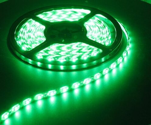 5M GROEN 5050 LED strip 60 LEDs per meter -IP66 - Dimbaar - complete set 