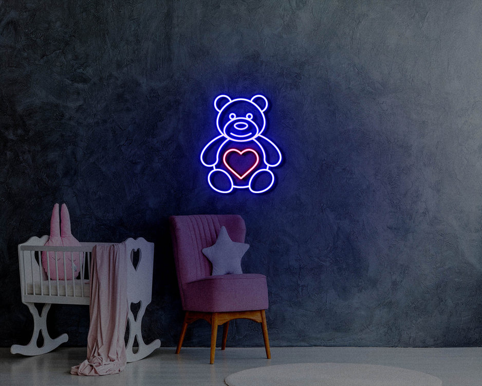 Neon shop teddy bear