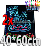 2 stuks : LED schrijfbord 40cm*60cm | 90 functies_