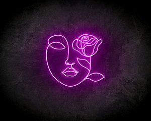 Face with rose neon sign - LED neonsign