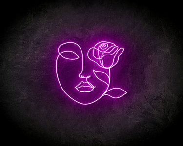 Face with rose neon sign - LED neonsign